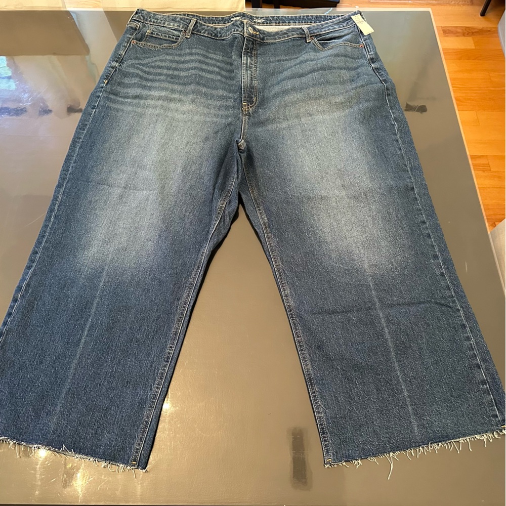 Oldnavy High Rise Sky High Wide Leg Secret Smooth Pockets Size Raw Hem 26 Plus